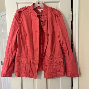 Charter Club Pink Utility Jacket with Stand-Up Collar